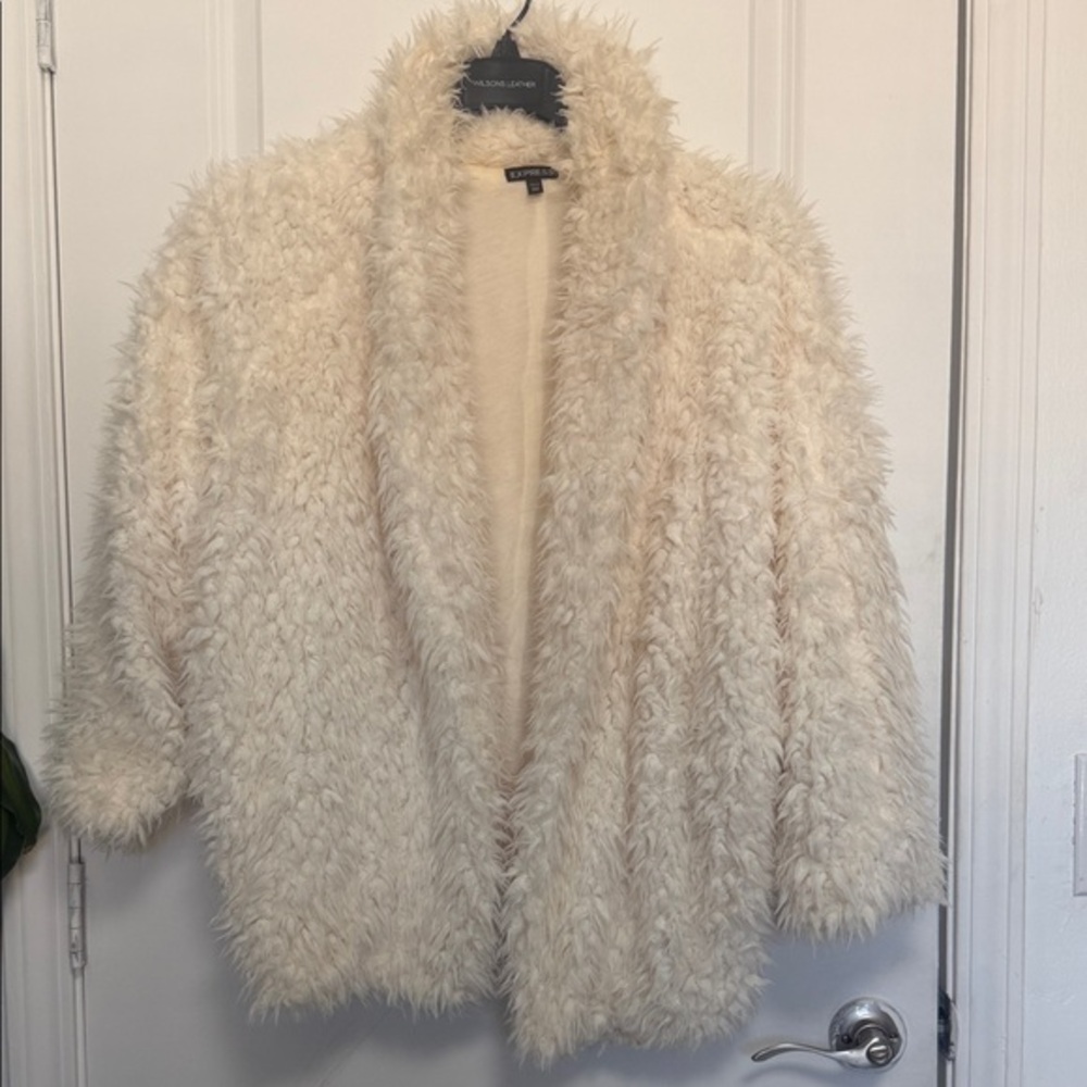 Express Off-White Teddy Jacket